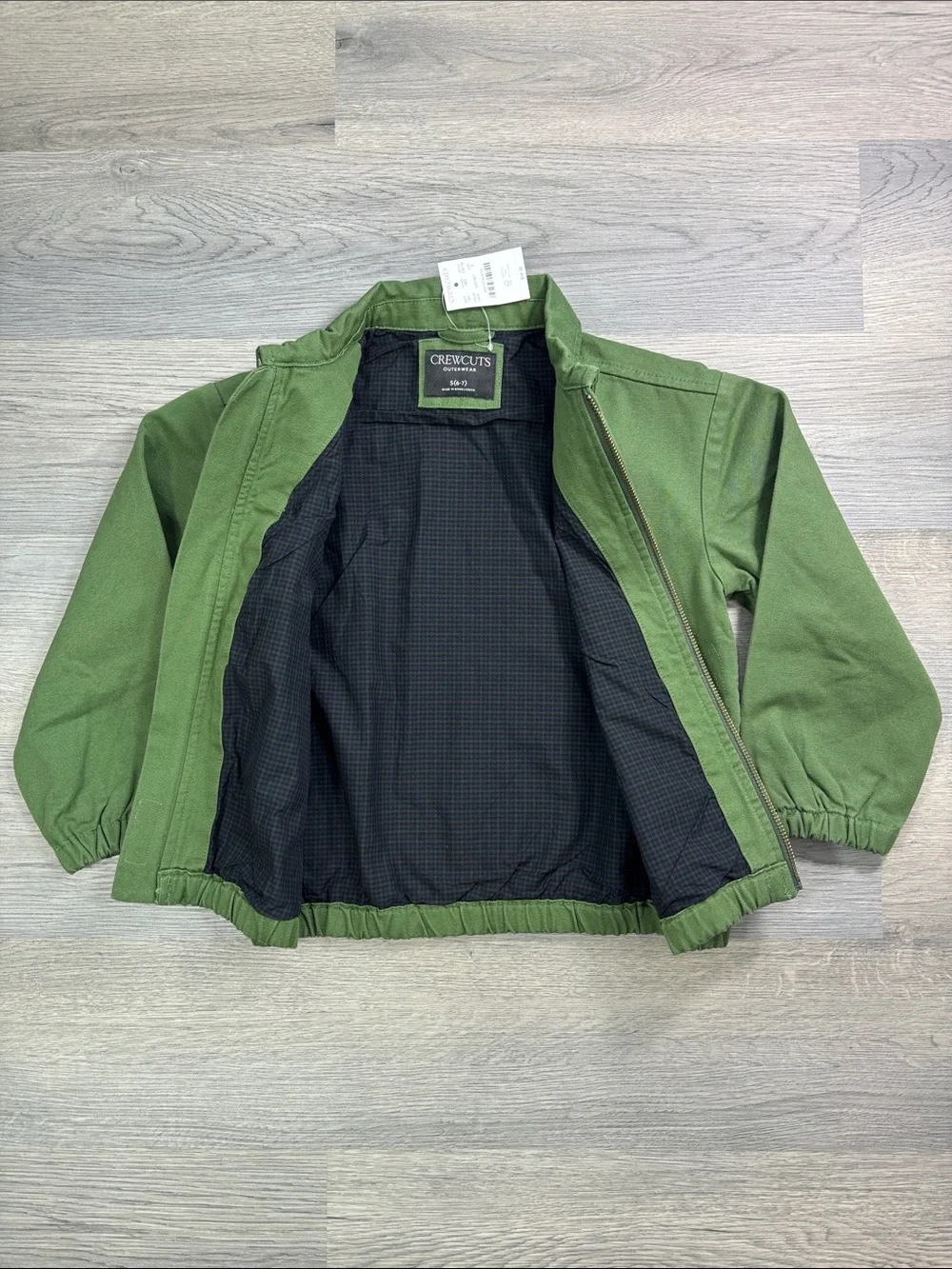 Crewcuts Green Zip Jacket for Kids -‎ size Small 6-7 NEW
